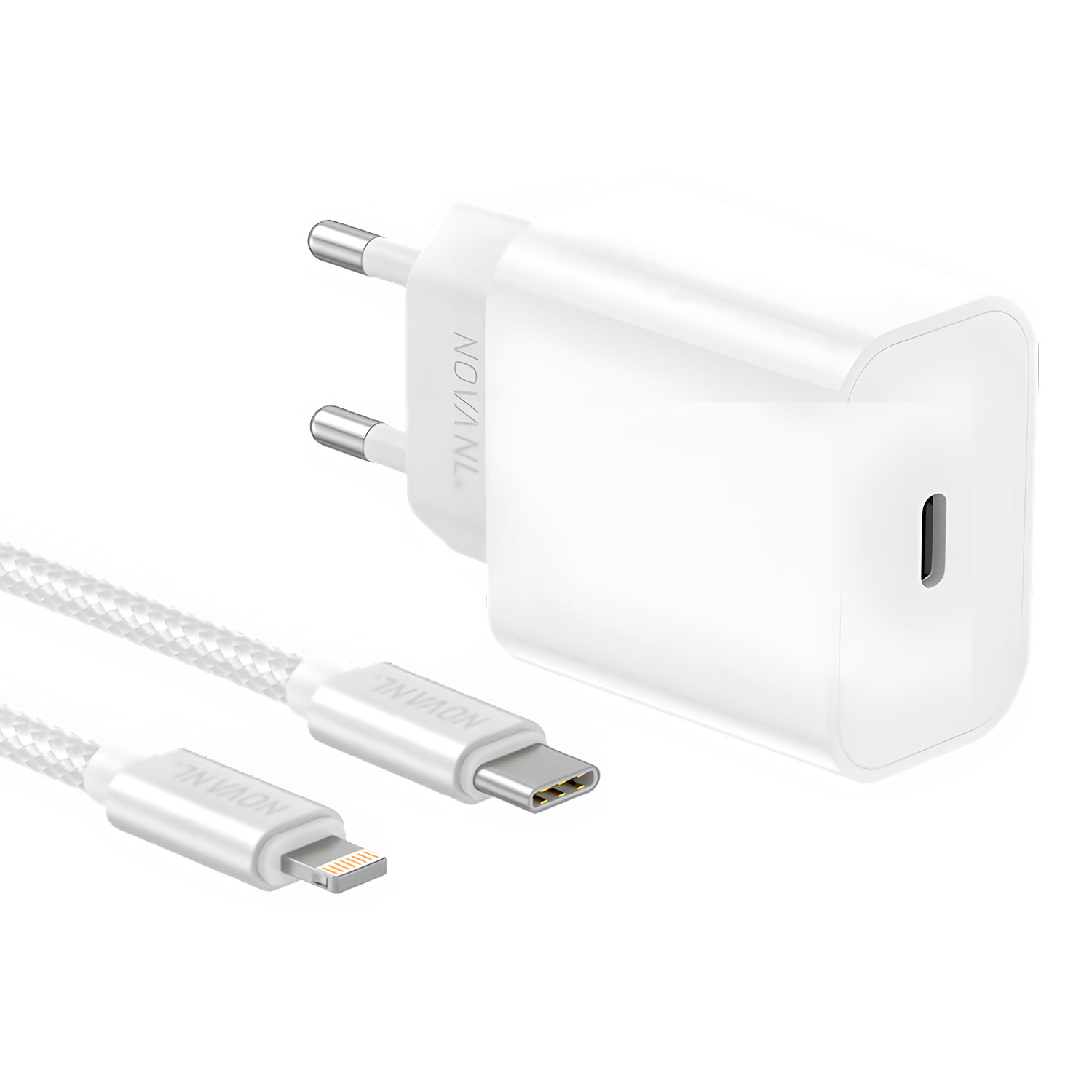 NOVANL ProCharge (20W) Wall Charger with SpeedCharge USB-C to 8 Pin Cable